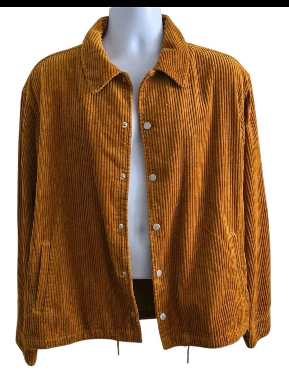 Urban Outfitters Mens Large Oversized Corduroy Snap Front Shacket Jacket Rust